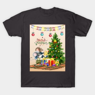 Cute mice install the Christmas star T-Shirt